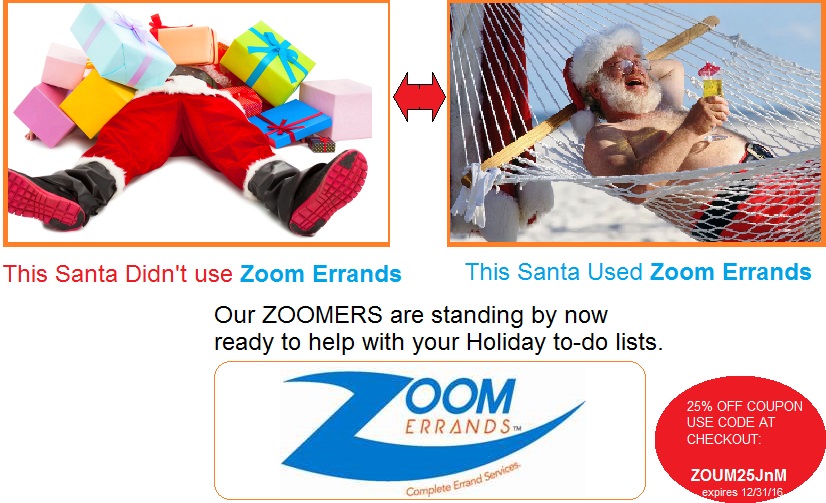 Santa using Zoom Errands for Christmas help